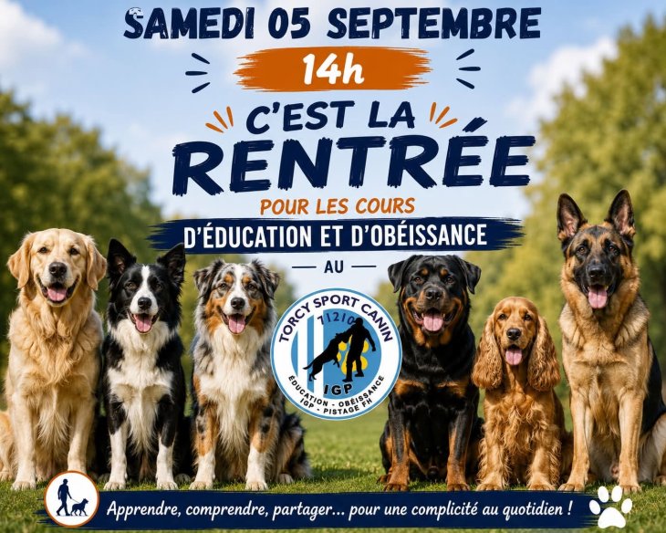 C'est la rentrée au Torcy Sport Canin 71 samedi 5 septembre 2026